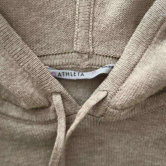 Athleta 100% Merino Wool Nopa Two-tone Hooded Long Sleeve Sweater Beige/Cream XS - Picture 4 of 6